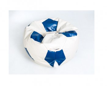 Кресло-мешок Мяч большой Экокожа бело-синее в Североуральске - severouralsk.mebel-74.com | фото