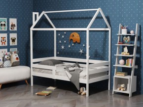 Детская кровать-домик из массива березы Соня-6 (800*1600) Белый/Лак в Североуральске - severouralsk.mebel-74.com | фото