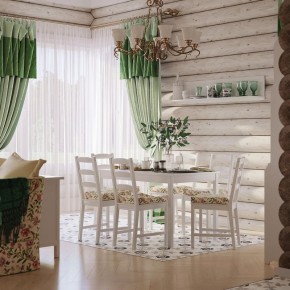Комлект Вествик обеденный стол и четыре стула, массив сосны, цвет белый в Североуральске - severouralsk.mebel-74.com | фото
