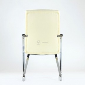 Кресло Barneo K-25 для посетителей и переговорных (хром, бежевая экокожа) в Североуральске - severouralsk.mebel-74.com | фото