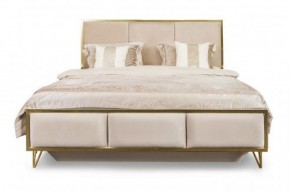Кровать Lara 1600 с мягким изголовьем + основание (белый глянец) в Североуральске - severouralsk.mebel-74.com | фото