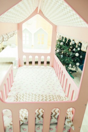 Кровать-домик без ящика 800*1600 (Розовый) в Североуральске - severouralsk.mebel-74.com | фото