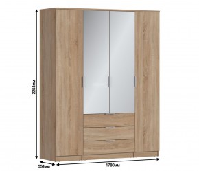 Шкаф 4х дверный с зеркалами Николь СБ-2595/1 (Дуб Сонома) в Североуральске - severouralsk.mebel-74.com | фото