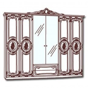 Шкаф 6-и дверный с зеркалами (01.146) Роза (могано) в Североуральске - severouralsk.mebel-74.com | фото