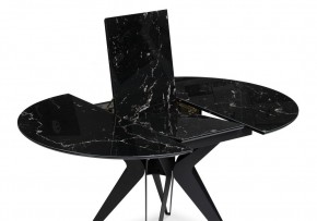 Стол стеклянный Рикла 110(150)х110х76 черный мрамор / черный в Североуральске - severouralsk.mebel-74.com | фото